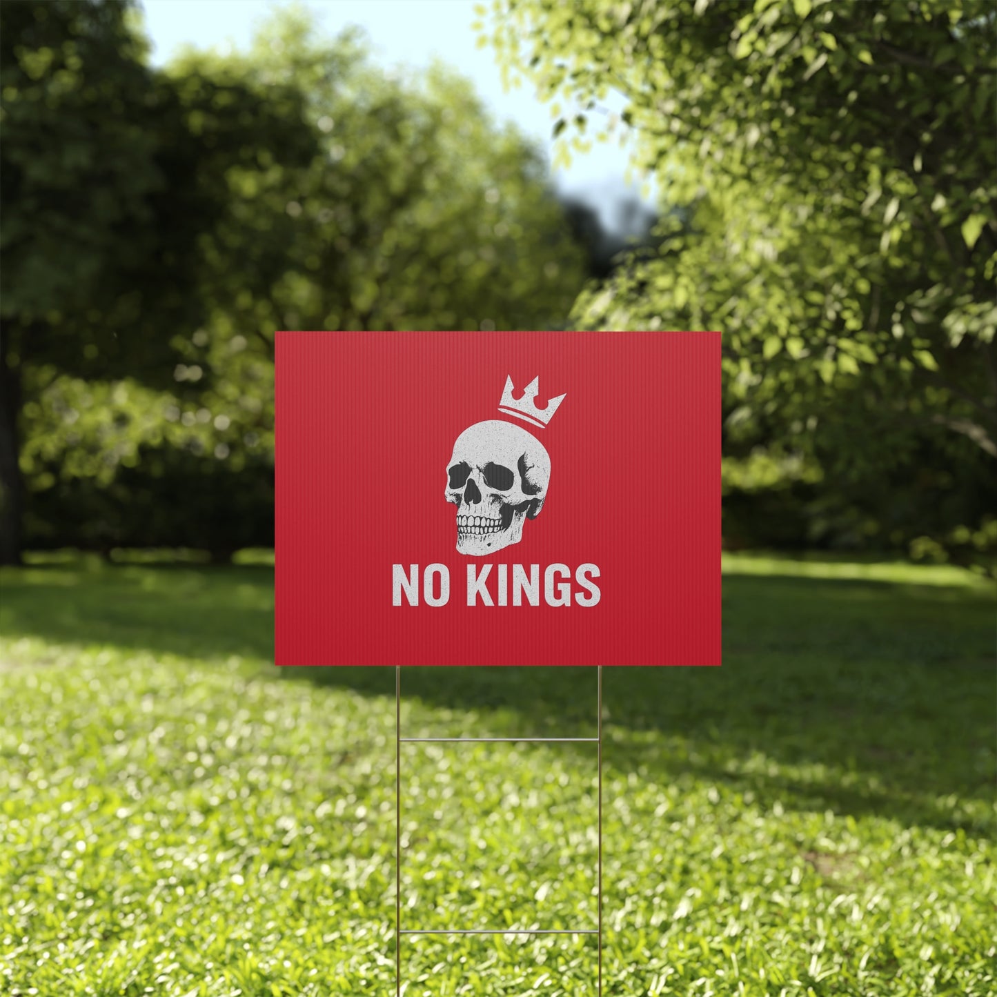 Dark Red Yard Sign - 'No Kings' Design