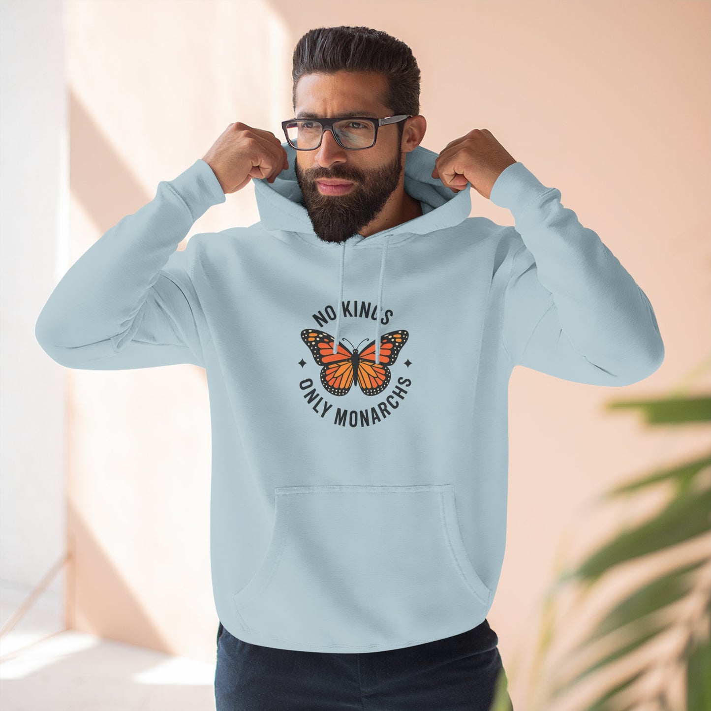 No Kings Only Monarchs Hoodie, Gift for Nature Lovers, Cozy Casual Wear, Perfect for Fall