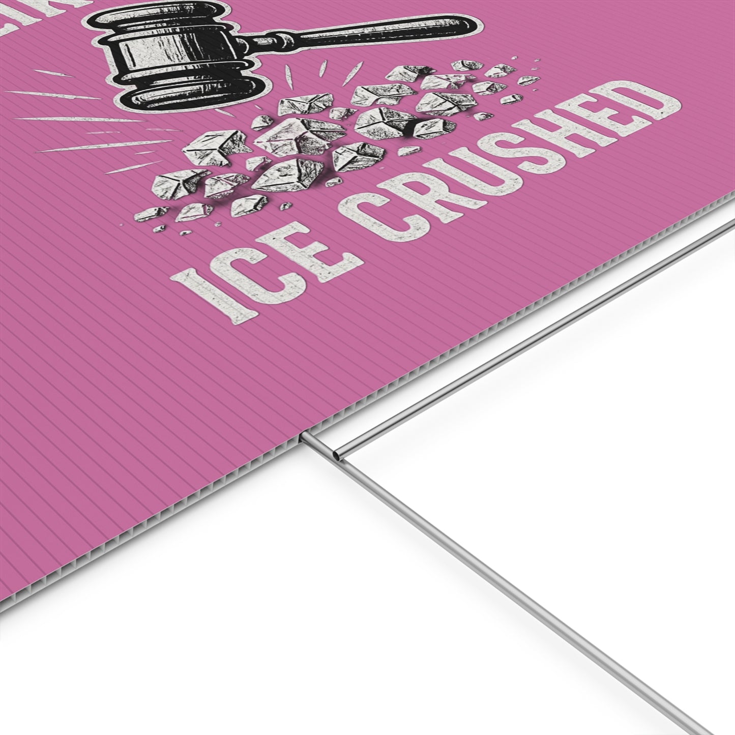 Light Pink Crushed ICE Protest Yard Sign