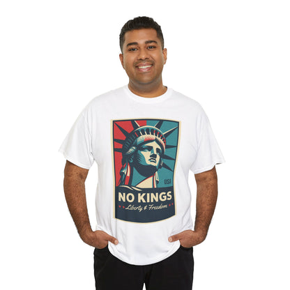 Statue of Liberty Tee - No Kings, Unisex Heavy Cotton T-Shirt, Freedom Shirt, Patriotic Apparel for Celebrations, Gift for Enthusiasts