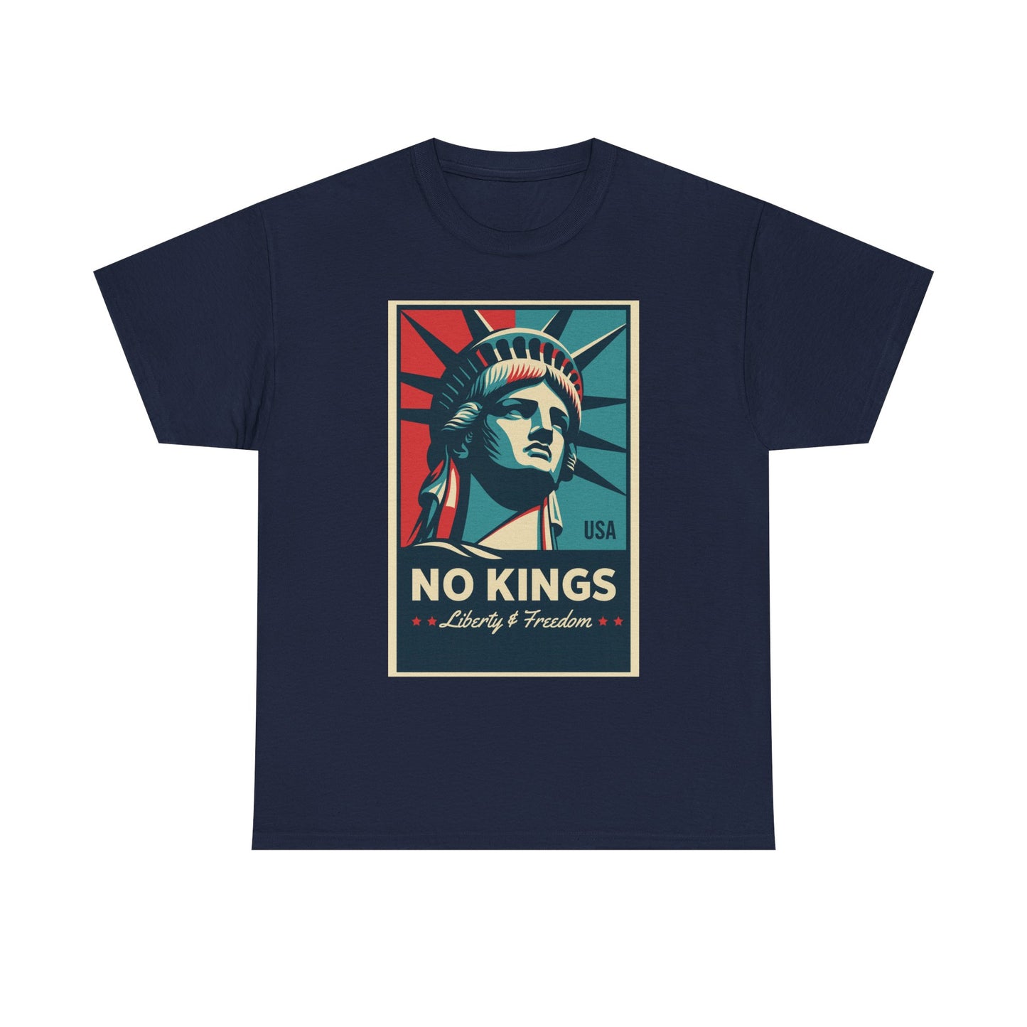 Statue of Liberty Tee - No Kings, Unisex Heavy Cotton T-Shirt, Freedom Shirt, Patriotic Apparel for Celebrations, Gift for Enthusiasts