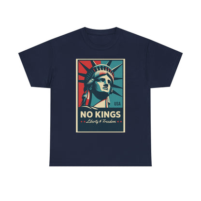 Statue of Liberty Tee - No Kings, Unisex Heavy Cotton T-Shirt, Freedom Shirt, Patriotic Apparel for Celebrations, Gift for Enthusiasts