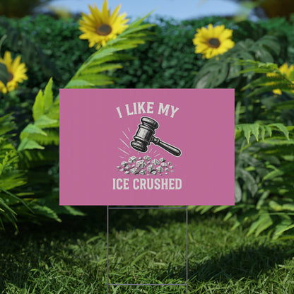 Light Pink Crushed ICE Protest Yard Sign - protest shirt from No Kings Store