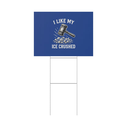 Dark Blue Crushed ICE Protest Yard Sign