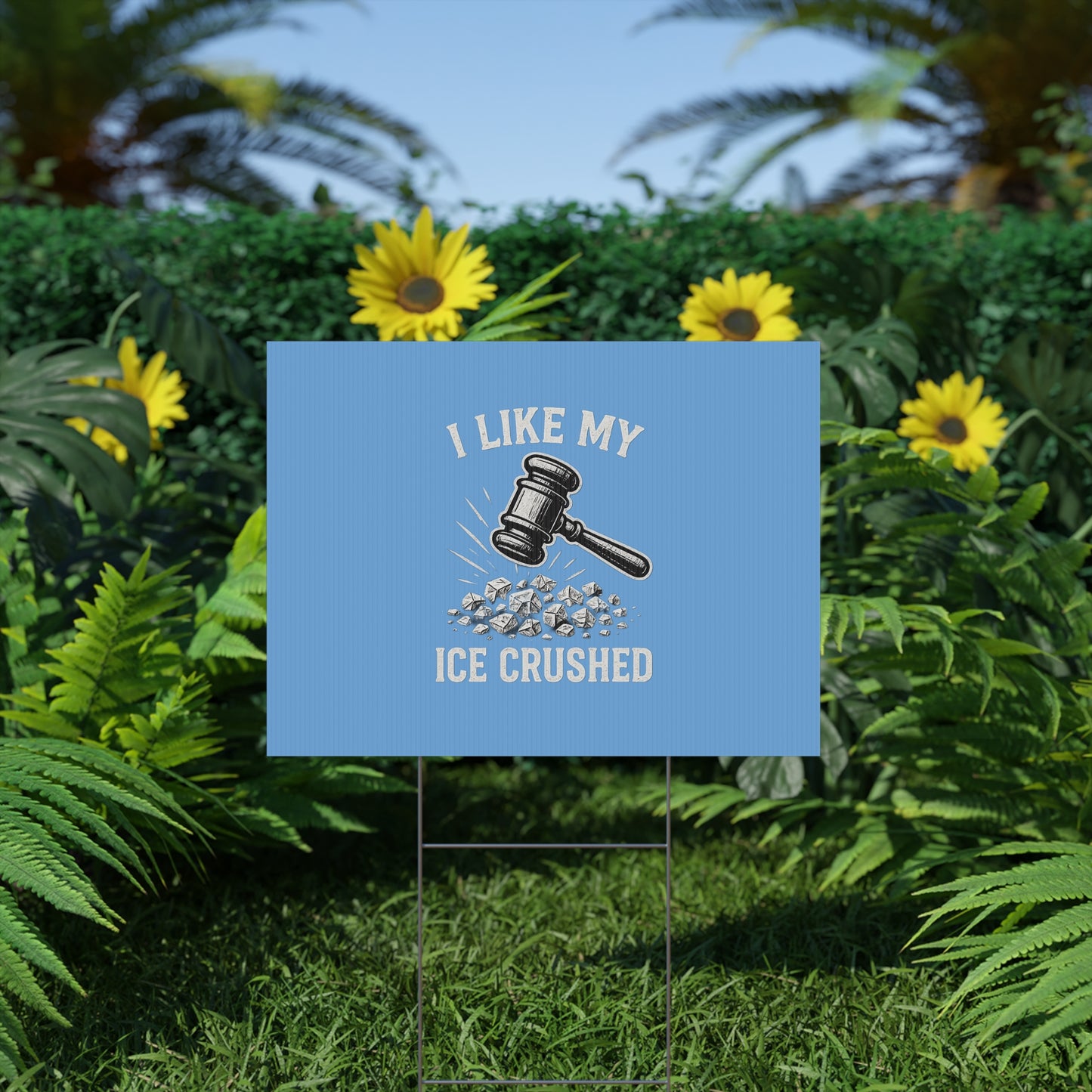Light Blue Crushed ICE Protest Yard Sign