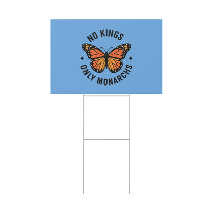 Light Blue No Kings Only Monarchs Yard Sign