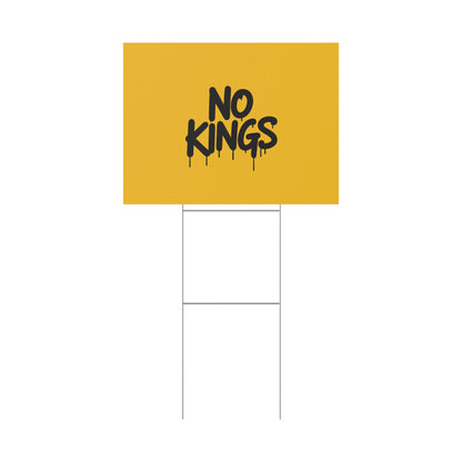 Yellow Spray Paint No Kings Protest Yard Sign