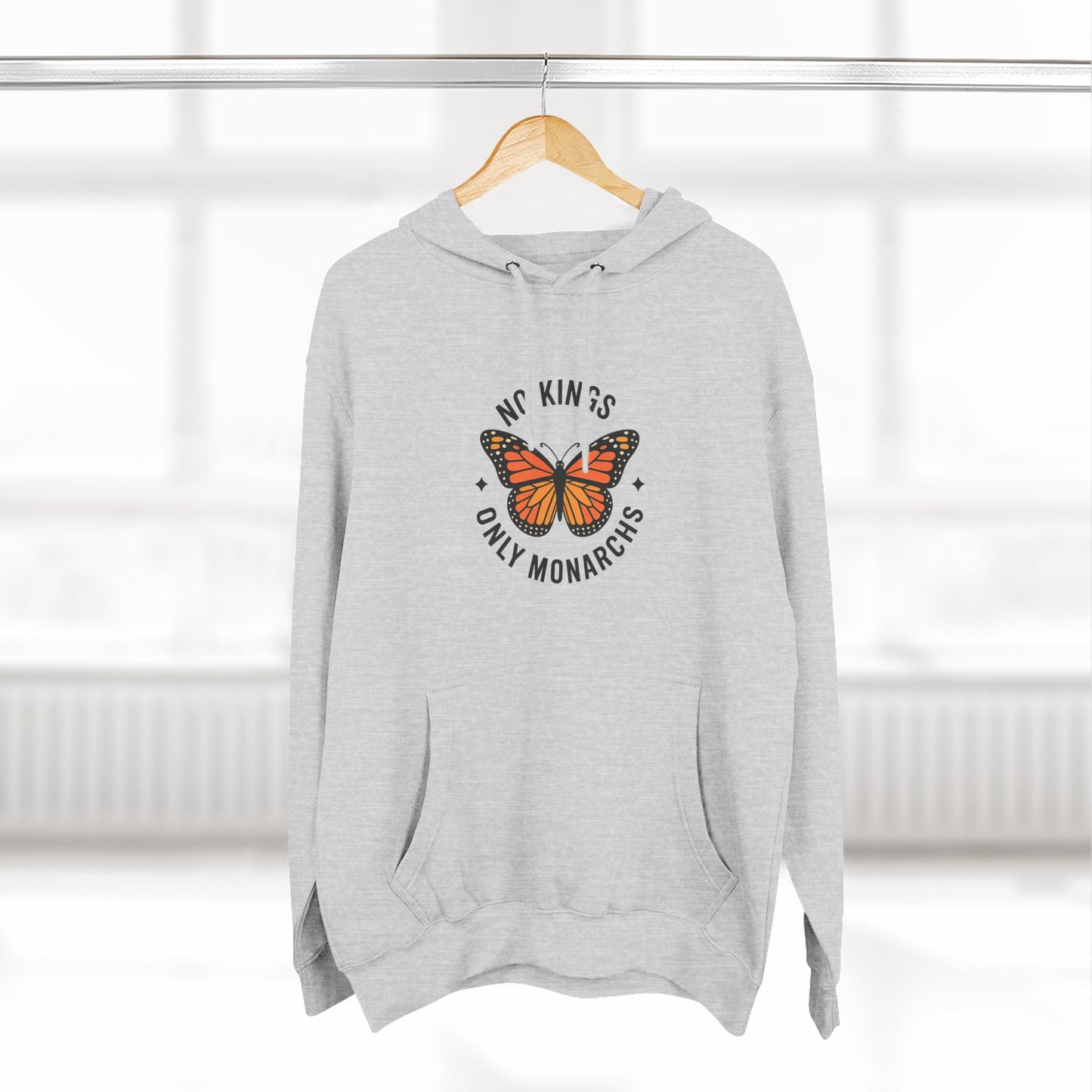 No Kings Only Monarchs Hoodie, Gift for Nature Lovers, Cozy Casual Wear, Perfect for Fall