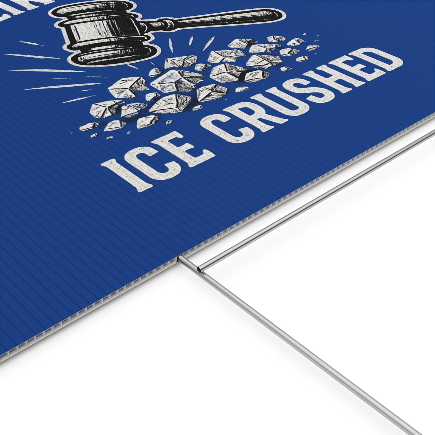 Dark Blue Crushed ICE Protest Yard Sign