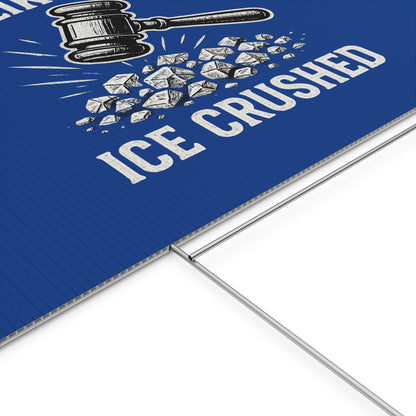 Dark Blue Crushed ICE Protest Yard Sign