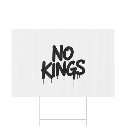 White Spray Paint No Kings Protest Yard Sign