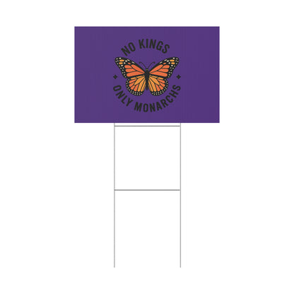 Purple No Kings Only Monarchs Yard Sign