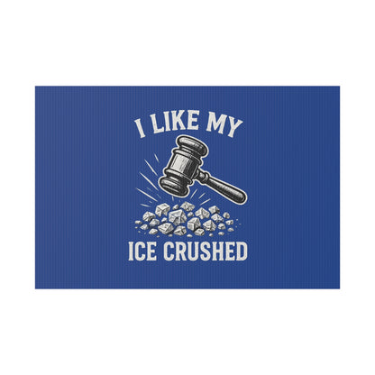 Dark Blue Crushed ICE Protest Yard Sign