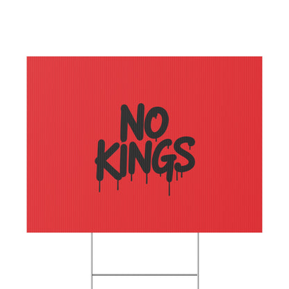 Red Spray Paint No Kings Protest Yard Sign