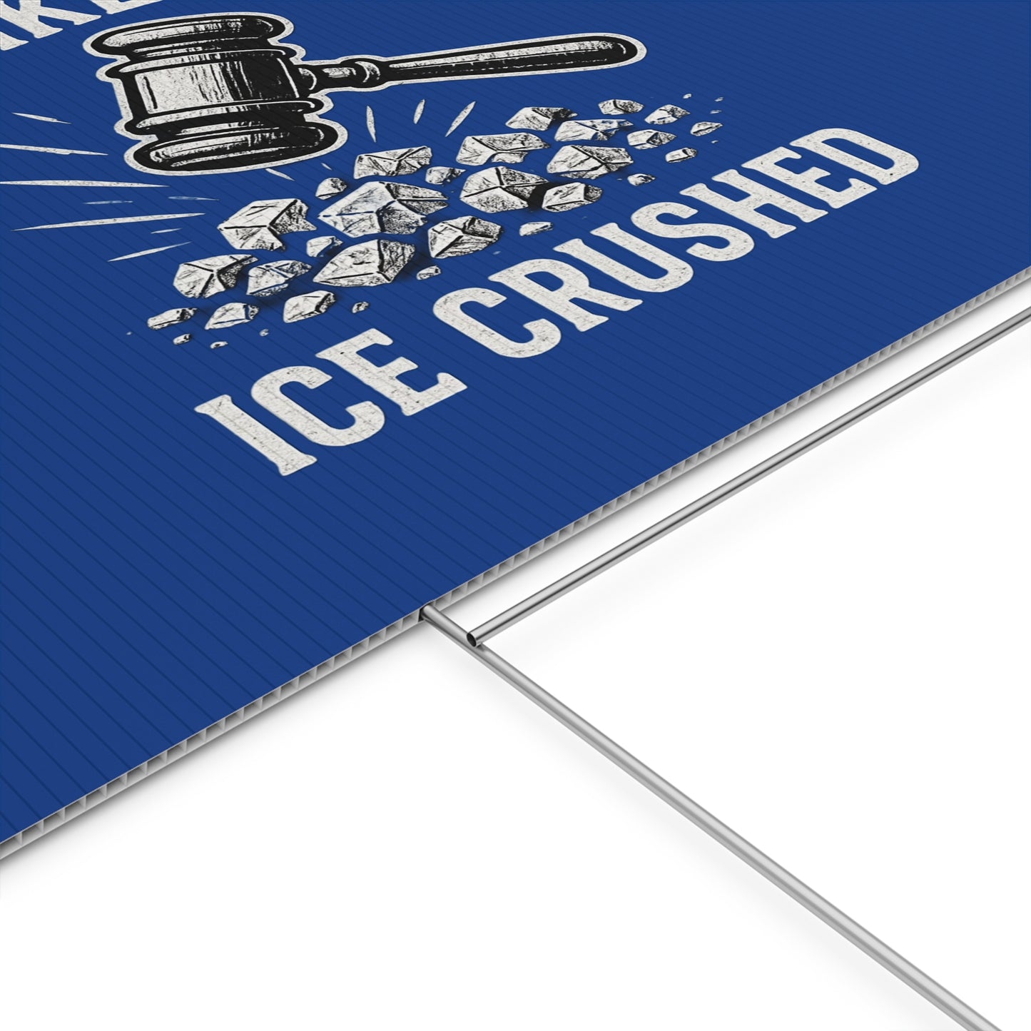 Dark Blue Crushed ICE Protest Yard Sign