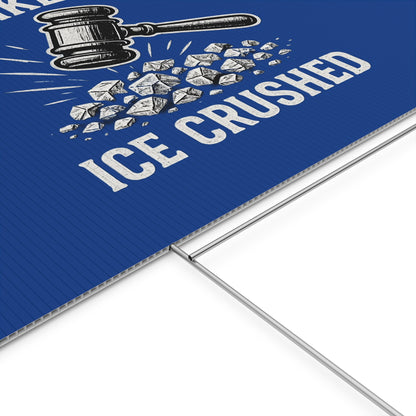 Dark Blue Crushed ICE Protest Yard Sign