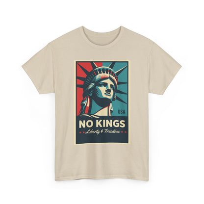 Statue of Liberty Tee - No Kings, Unisex Heavy Cotton T-Shirt, Freedom Shirt, Patriotic Apparel for Celebrations, Gift for Enthusiasts