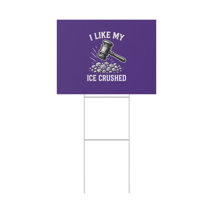 Dark Purple Crushed ICE Protest Yard Sign