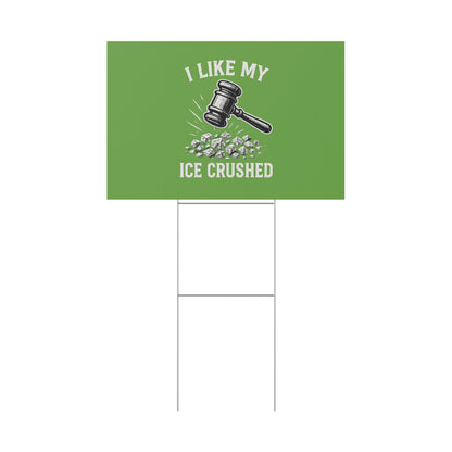 Light Green Crushed ICE Protest Yard Sign