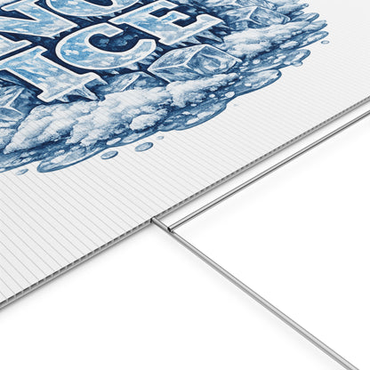 No ICE Plastic Yard Sign — Frosty 'No Ice' Iceberg Design Outdoor Lawn Sign