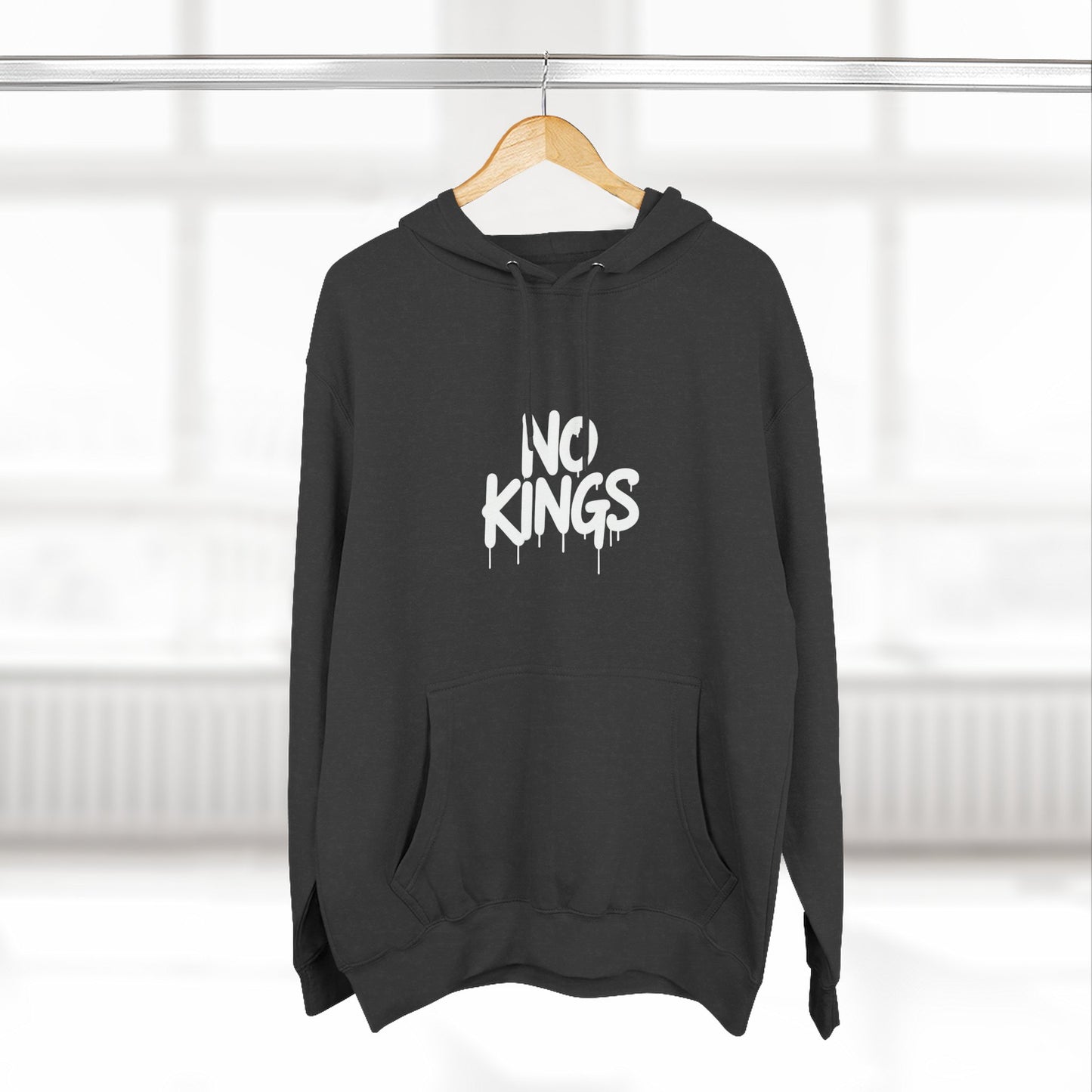 No Kings Spray Paint Protest Fleece Hoodie