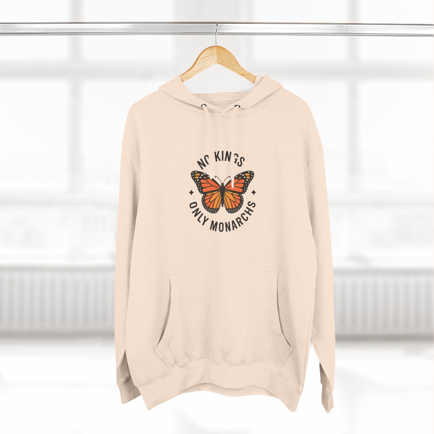 No Kings Only Monarchs Hoodie, Gift for Nature Lovers, Cozy Casual Wear, Perfect for Fall
