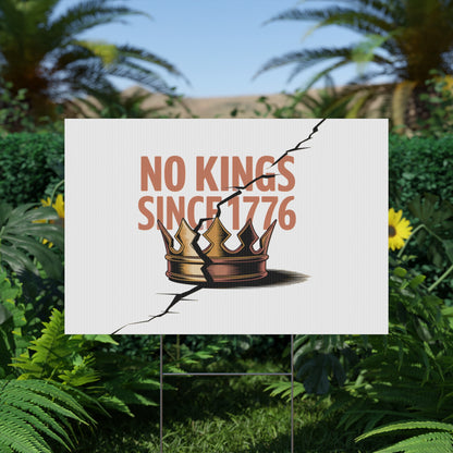 White No Kings  Yard Sign, No Kings Since 1776, Holiday Decoration, Lawn Decor for July 4th, Independence Day Sign, Political Statement Sign
