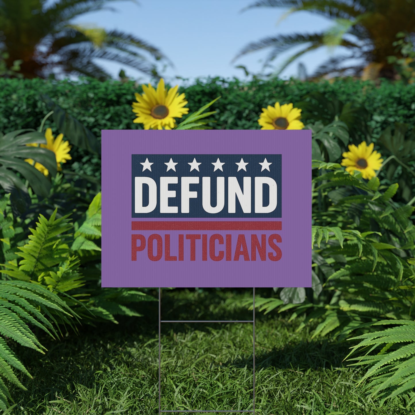 Light Purple Defund Politicians yard sign