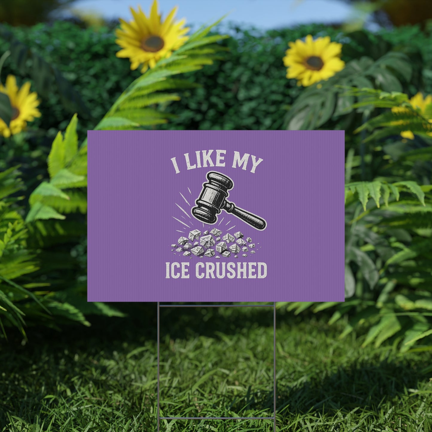 Light Purple Crushed ICE Protest Yard Sign