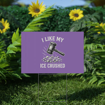 Light Purple Crushed ICE Protest Yard Sign - protest shirt from No Kings Store