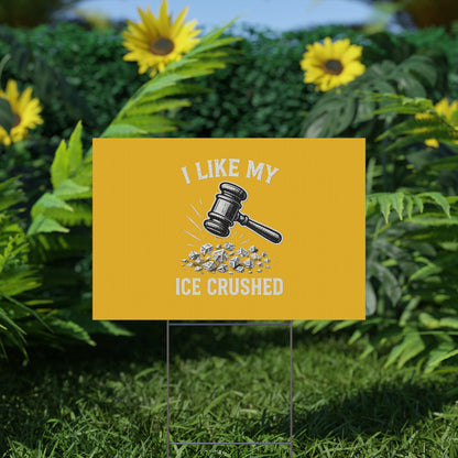 Yellow Crushed ICE Protest Yard Sign - protest shirt from No Kings Store