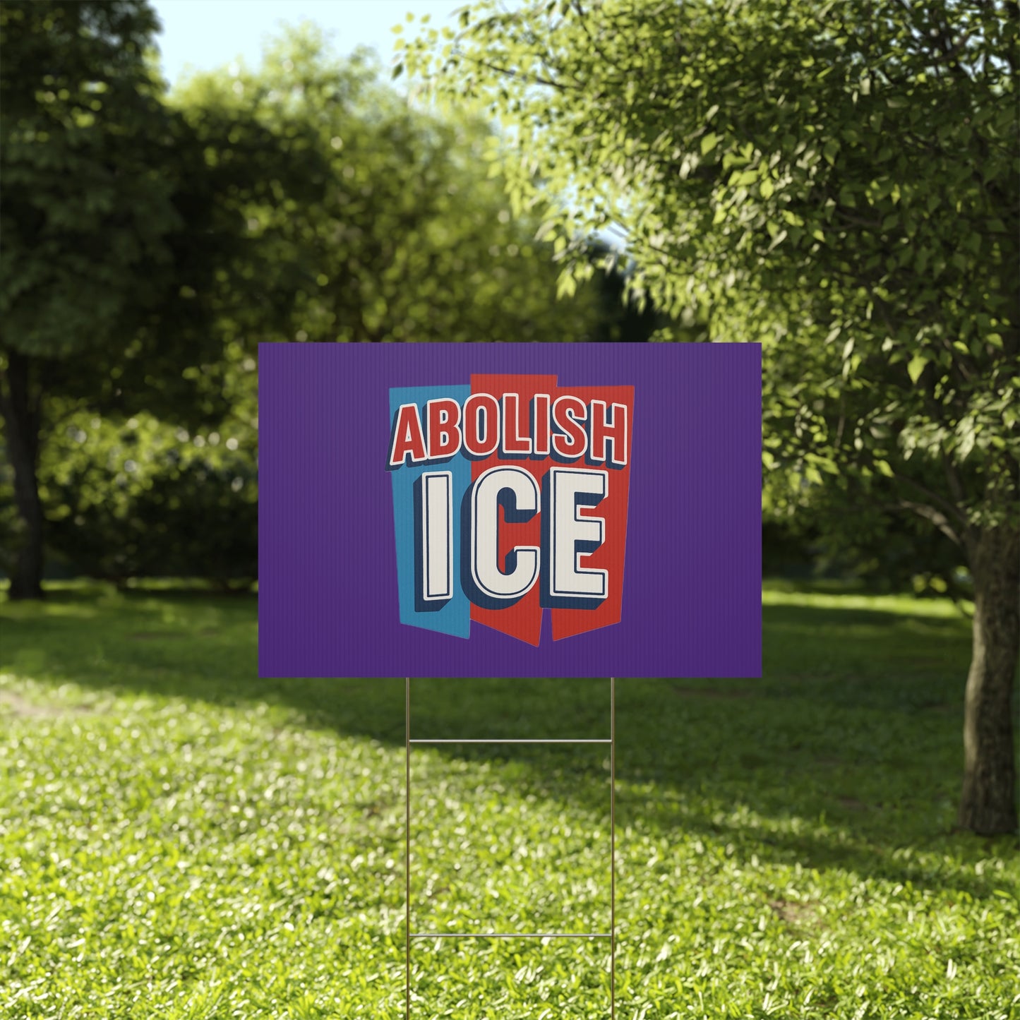 Dark Purple Abolish ICE Yard Sign