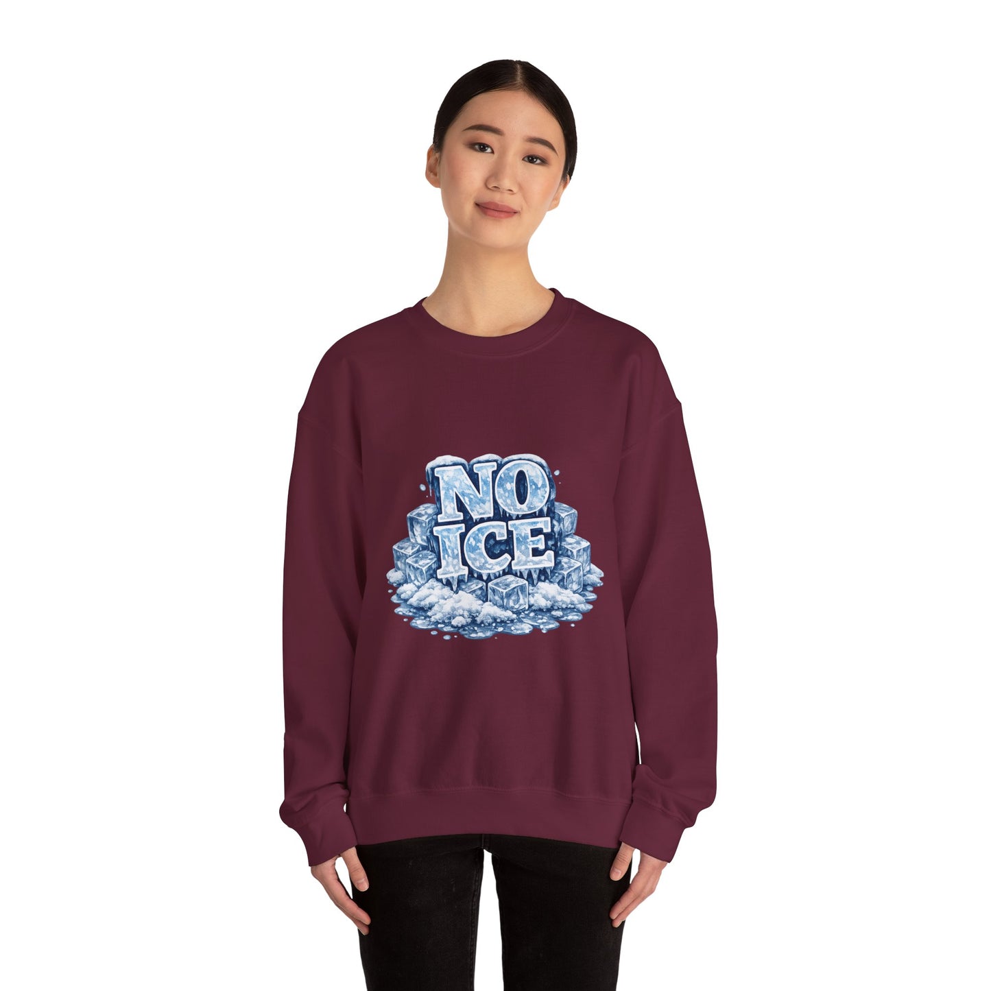 No ICE Crewneck Sweatshirt — Retro Iced Typography Graphic Sweatshirt