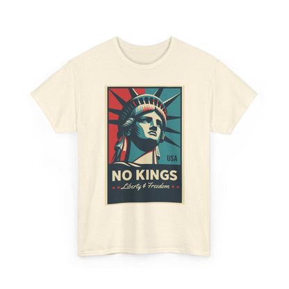 Statue of Liberty Tee - No Kings, Unisex Heavy Cotton T-Shirt, Freedom Shirt, Patriotic Apparel for Celebrations, Gift for Enthusiasts