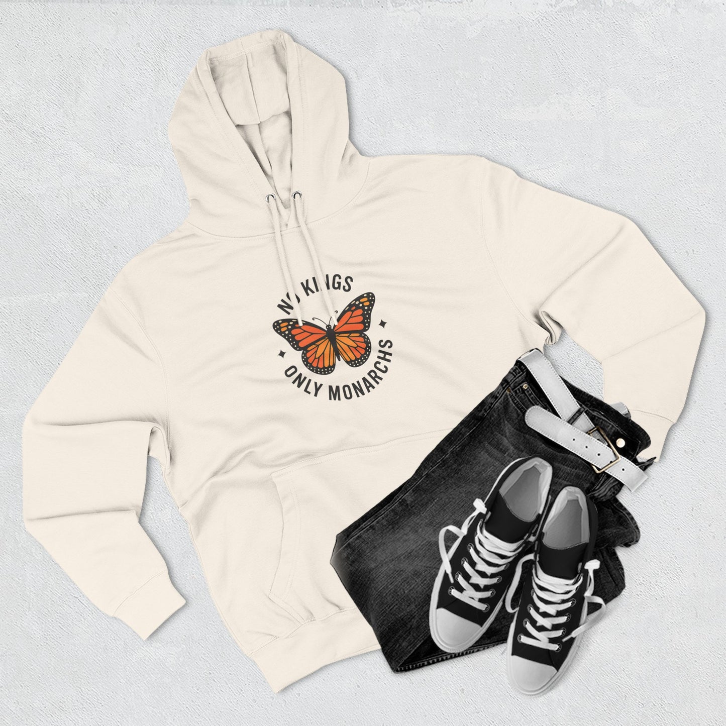 No Kings Only Monarchs Hoodie, Gift for Nature Lovers, Cozy Casual Wear, Perfect for Fall