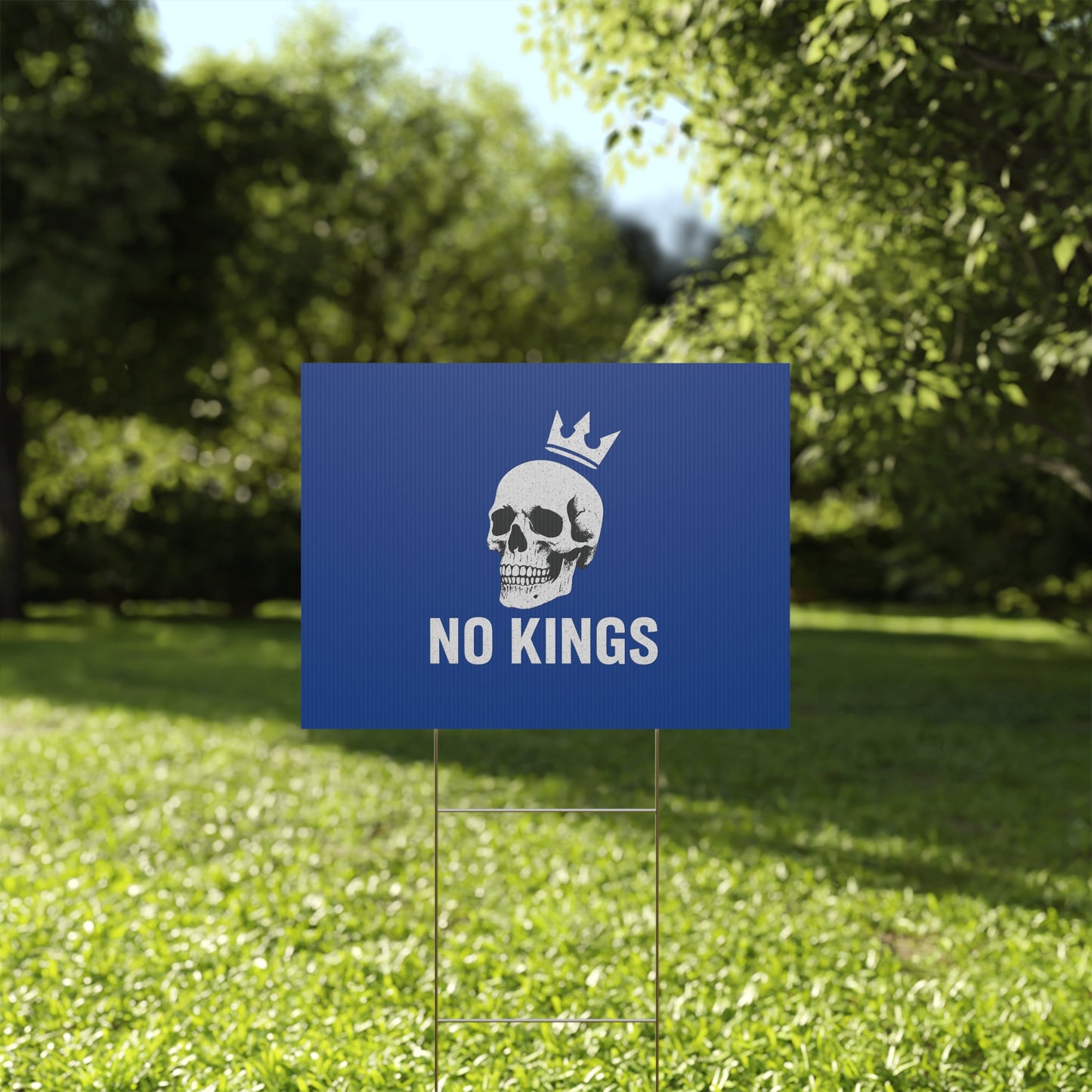 Blue Yard Sign - 'No Kings' Design