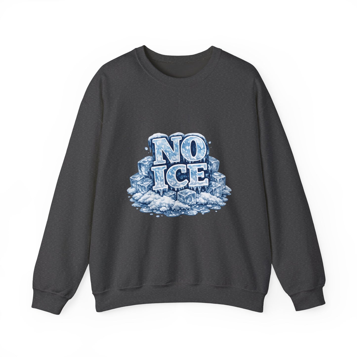 No ICE Crewneck Sweatshirt — Retro Iced Typography Graphic Sweatshirt