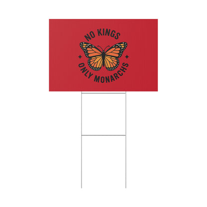 Red No Kings Only Monarchs Yard Sign