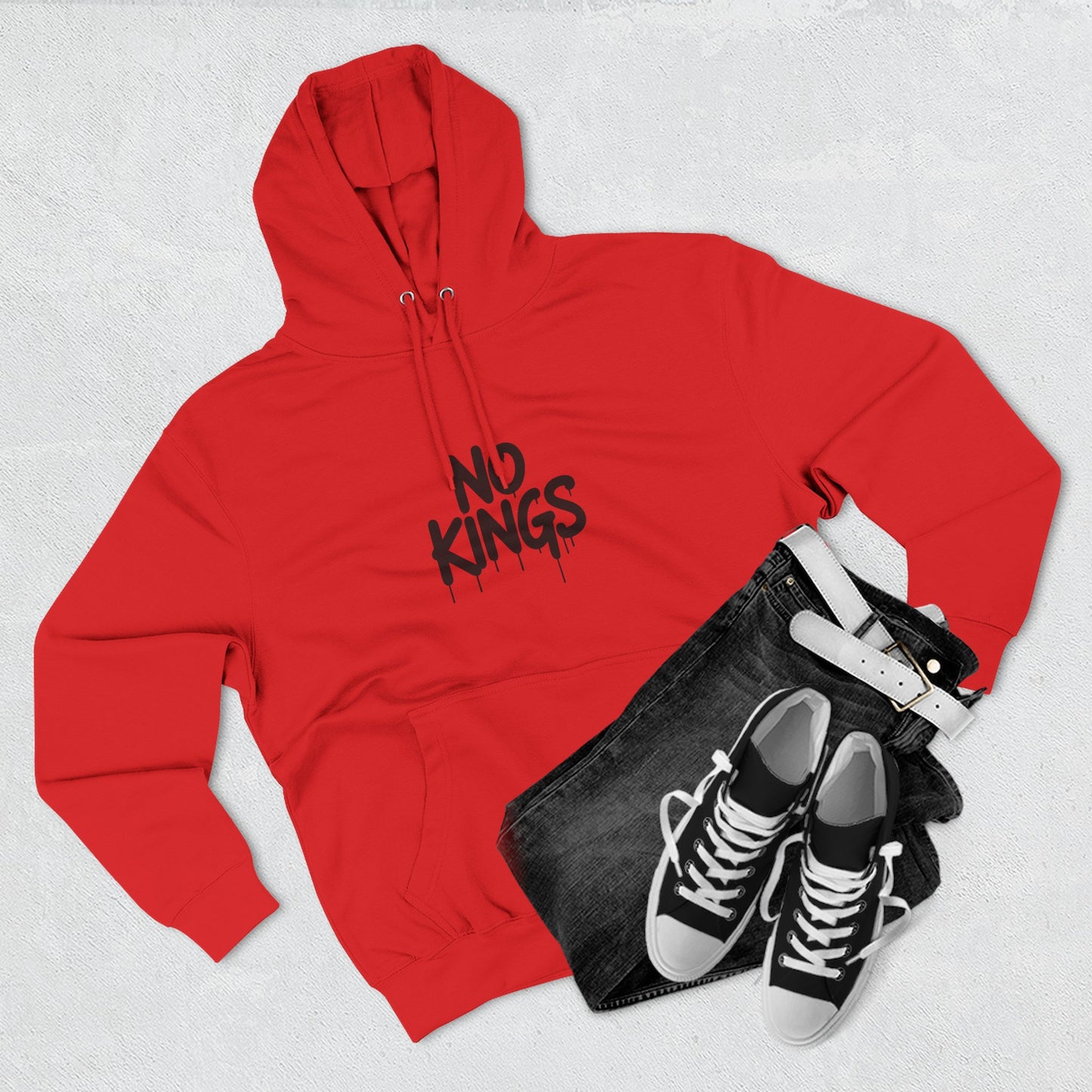 No Kings Spray Paint Protest Fleece Hoodie
