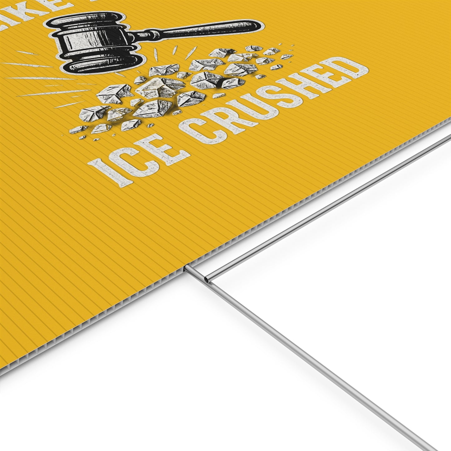 Yellow Crushed ICE Protest Yard Sign