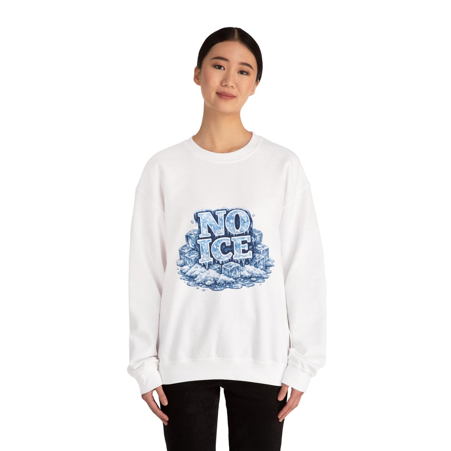 No ICE Crewneck Sweatshirt — Retro Iced Typography Graphic Sweatshirt