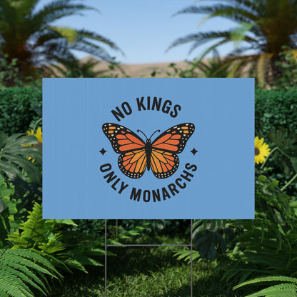 Light Blue No Kings Only Monarchs Yard Sign