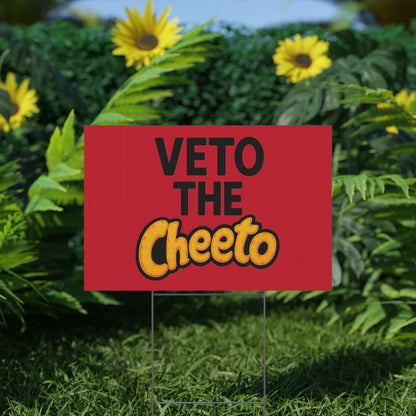 Red Veto the Cheeto Yard Sign - protest shirt from No Kings Store