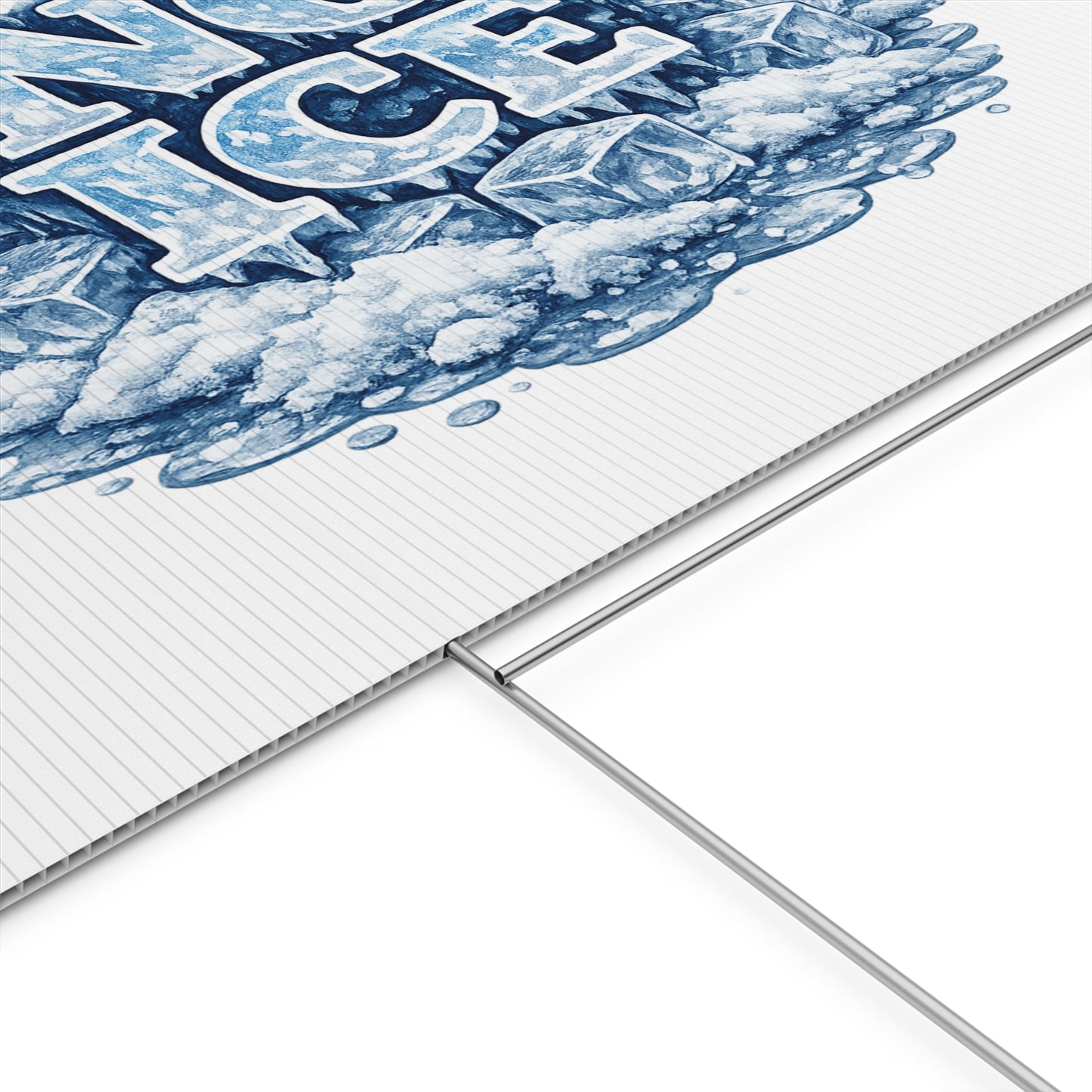 No ICE Plastic Yard Sign — Frosty 'No Ice' Iceberg Design Outdoor Lawn Sign