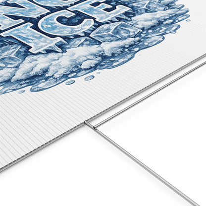 No ICE Plastic Yard Sign — Frosty 'No Ice' Iceberg Design Outdoor Lawn Sign