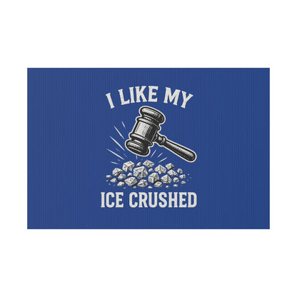 Dark Blue Crushed ICE Protest Yard Sign