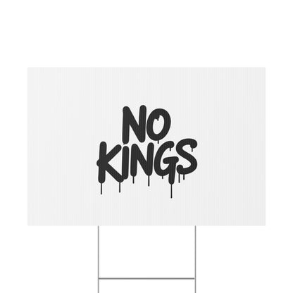 White Spray Paint No Kings Protest Yard Sign