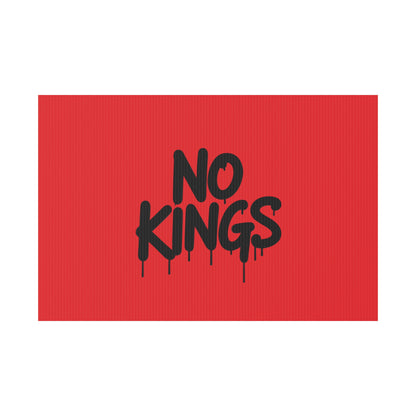 Red Spray Paint No Kings Protest Yard Sign