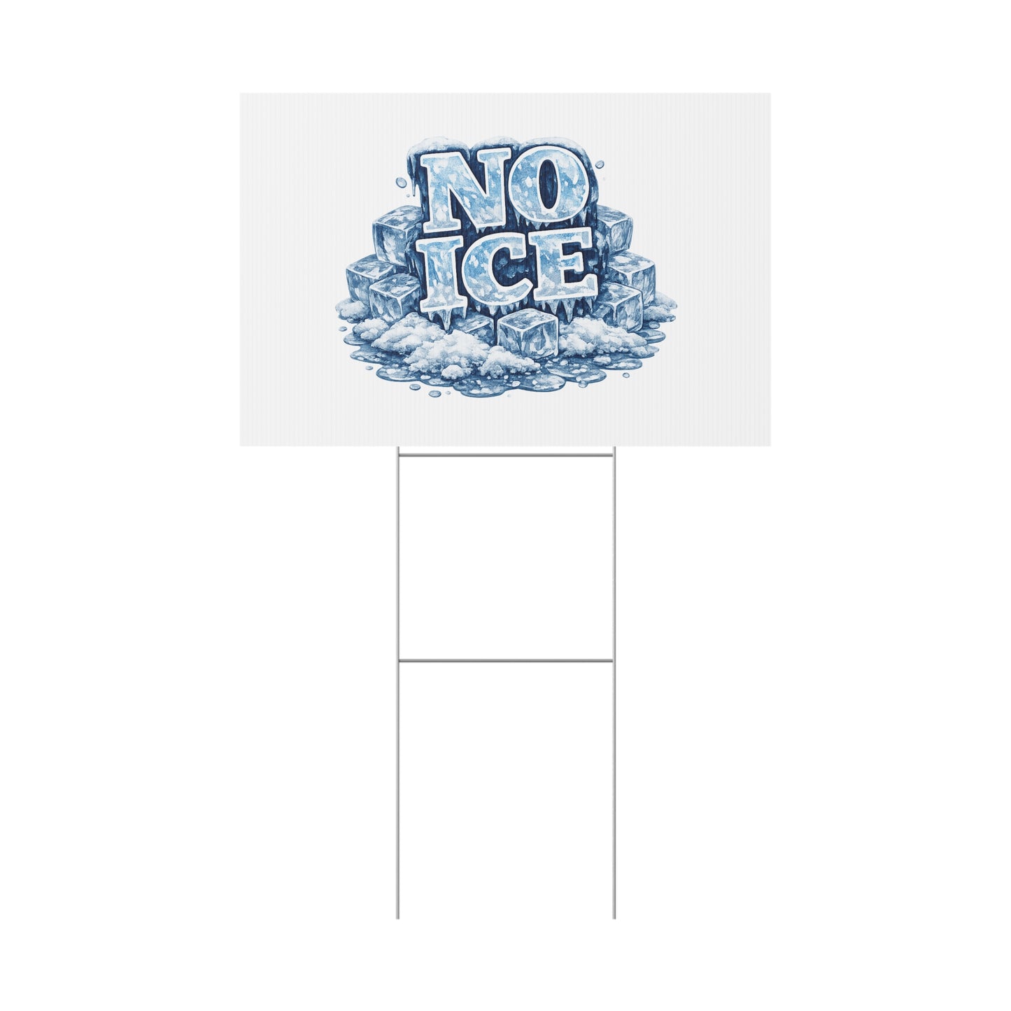 No ICE Plastic Yard Sign — Frosty 'No Ice' Iceberg Design Outdoor Lawn Sign