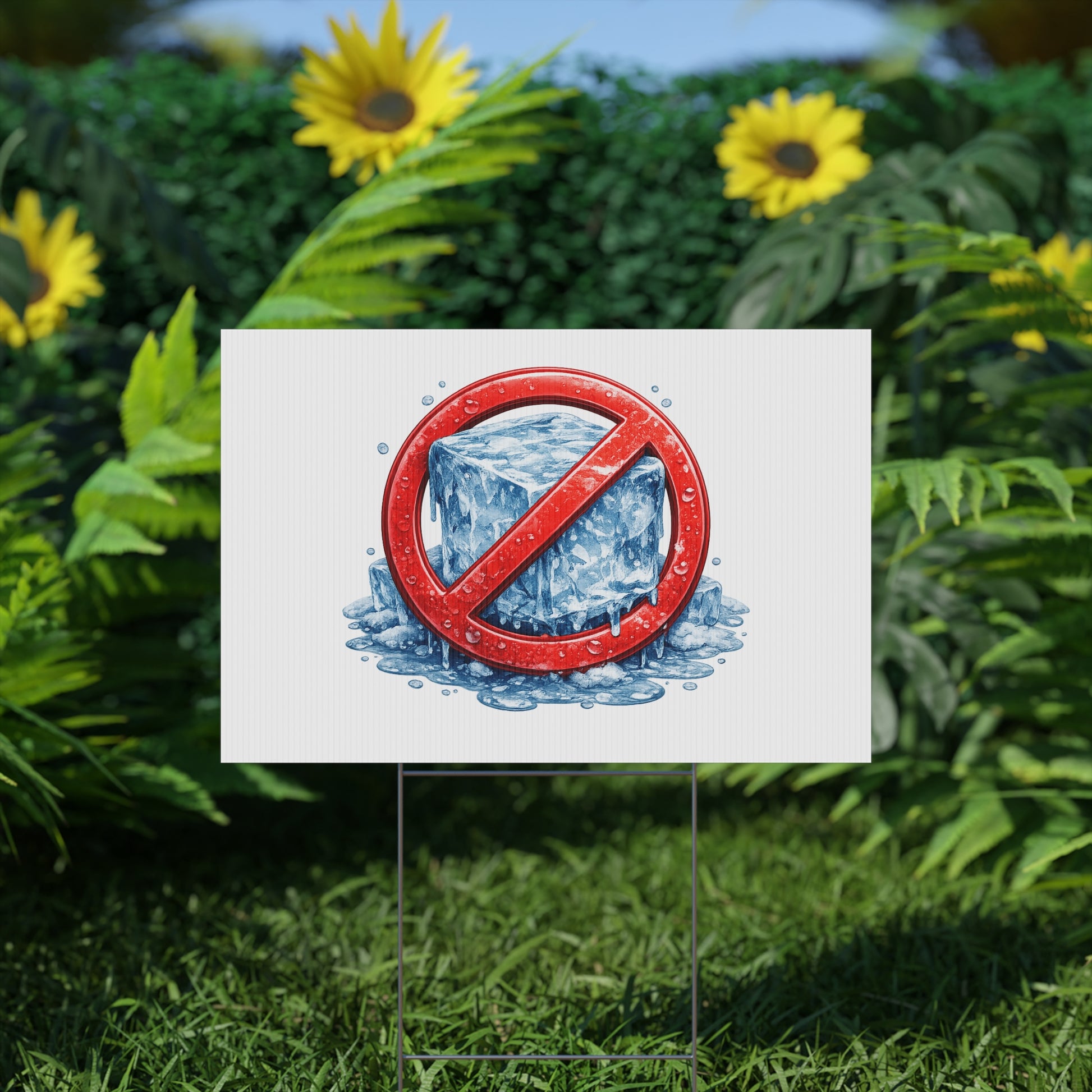 No Ice Yard Sign – Funny Anti-Ice Lawn Sign - protest shirt from No Kings Store